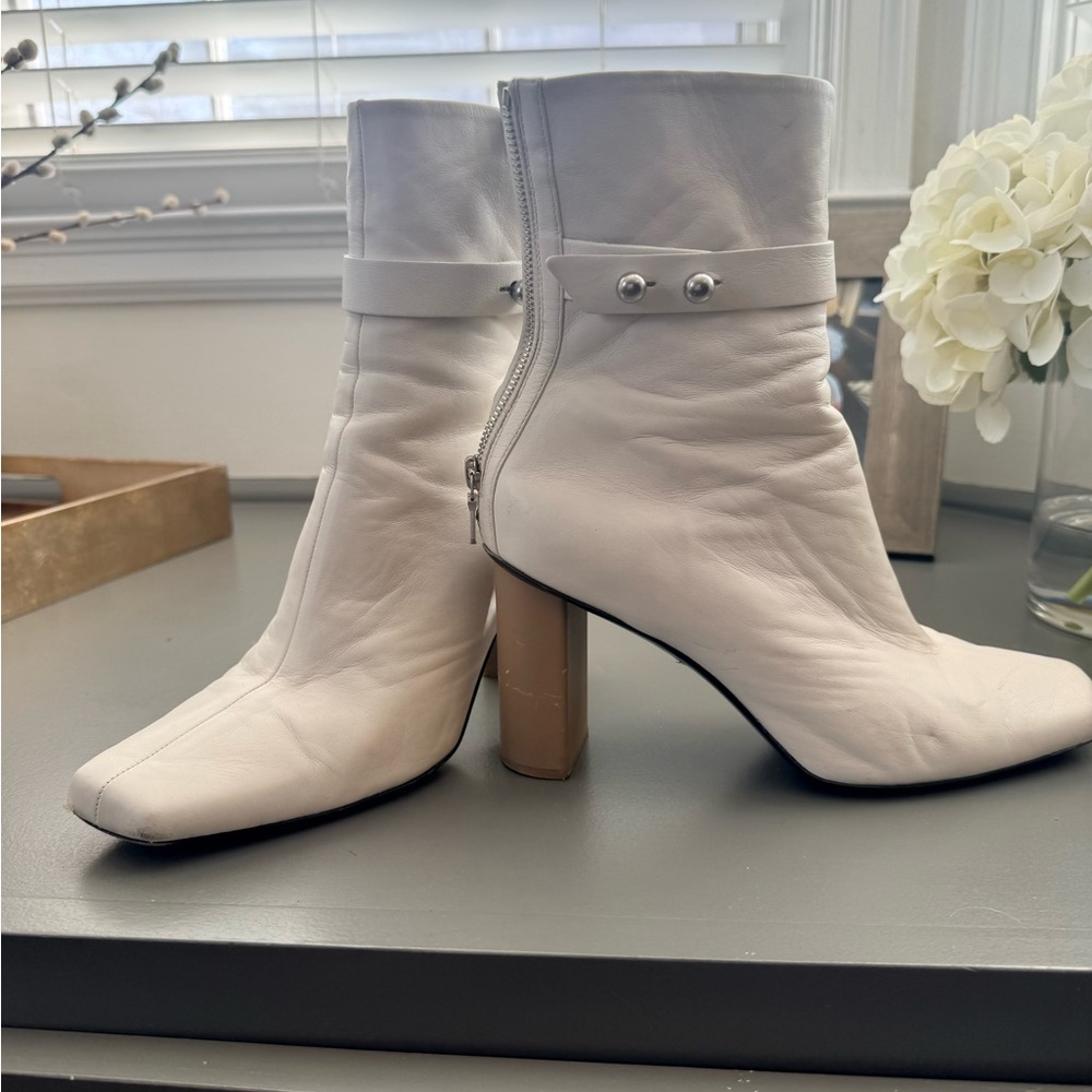 Rag & Bone White Leather Ankle Boots